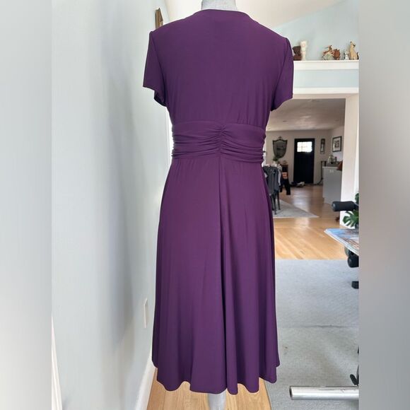 R&M Richards Midi Formal Dark Purple Short-Sleeve Faux Wrap Dress Womens Size 10 - Picture 9 of 12